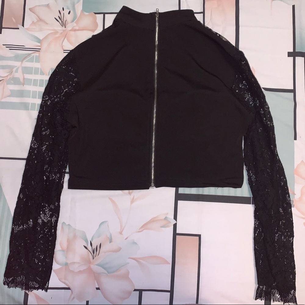 Black Lace Crop Top With Built In Bra